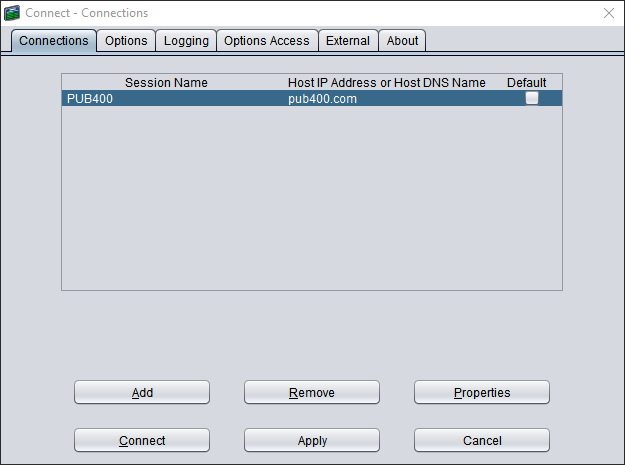 Connecting to PUB400